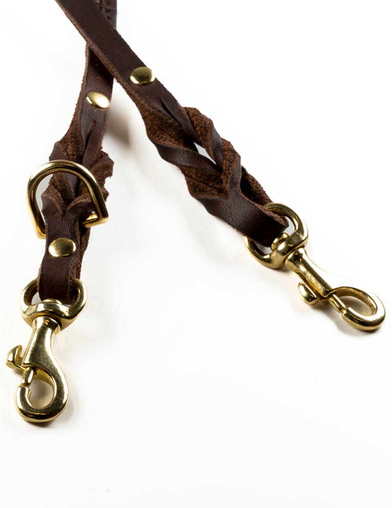 Butter Leather 3x Adjustable Dog Leash - Classic Brown