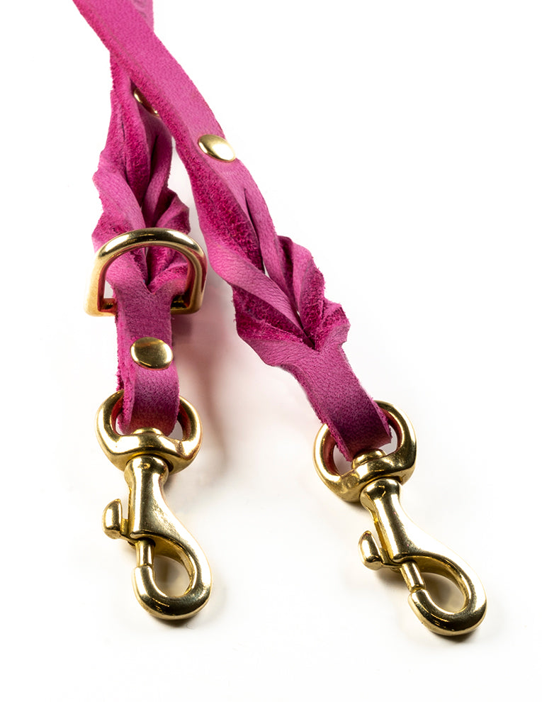 Butter Leather 3x Adjustable Dog Leash - Flamingo