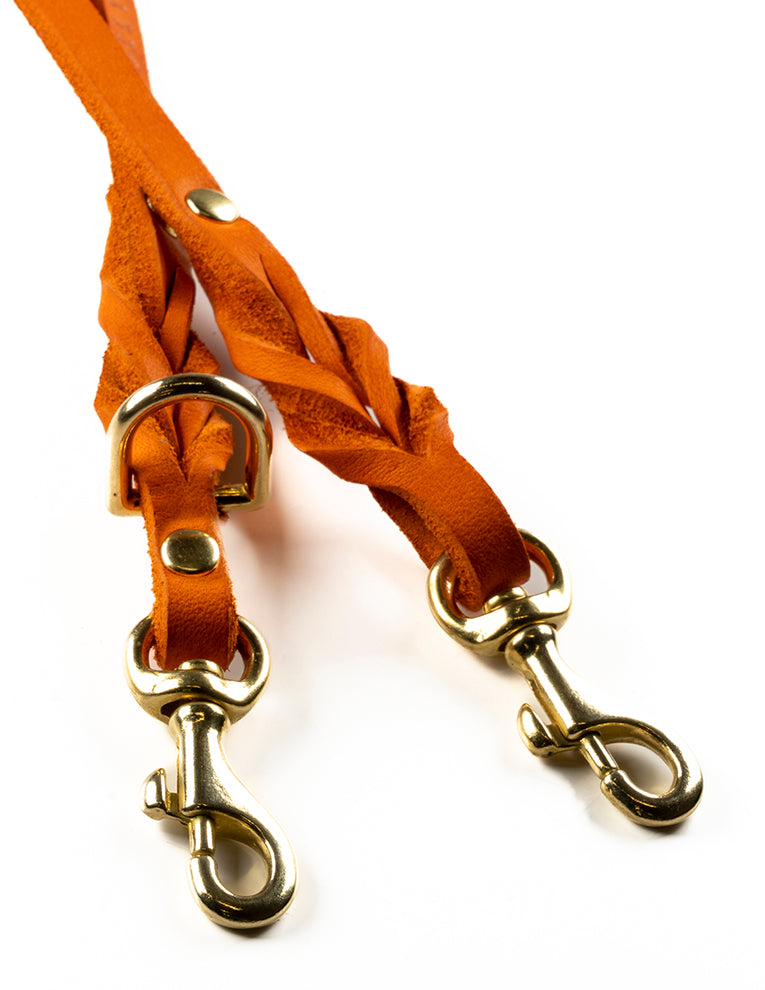 Butter Leather 3x Adjustable Dog Leash - Mango