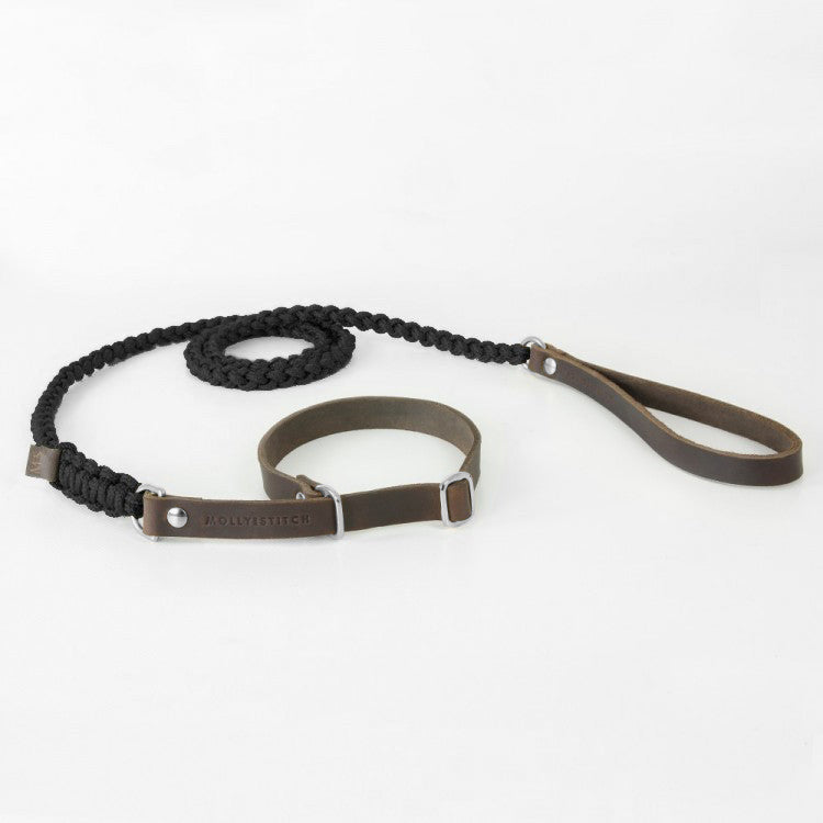 Touch of Leather Retriever Dog Leash - Nero