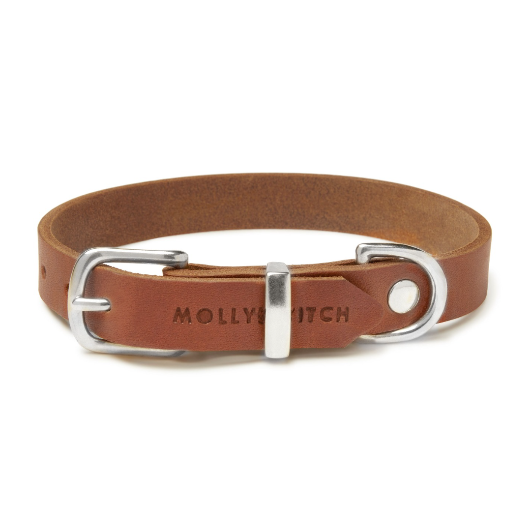 &quot;Butter&quot; Leder Hundehalsband - Sahara Cognac