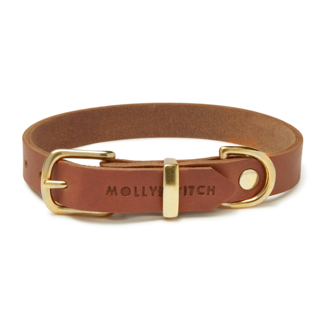 &quot;Butter&quot; Leder Hundehalsband - Sahara Cognac