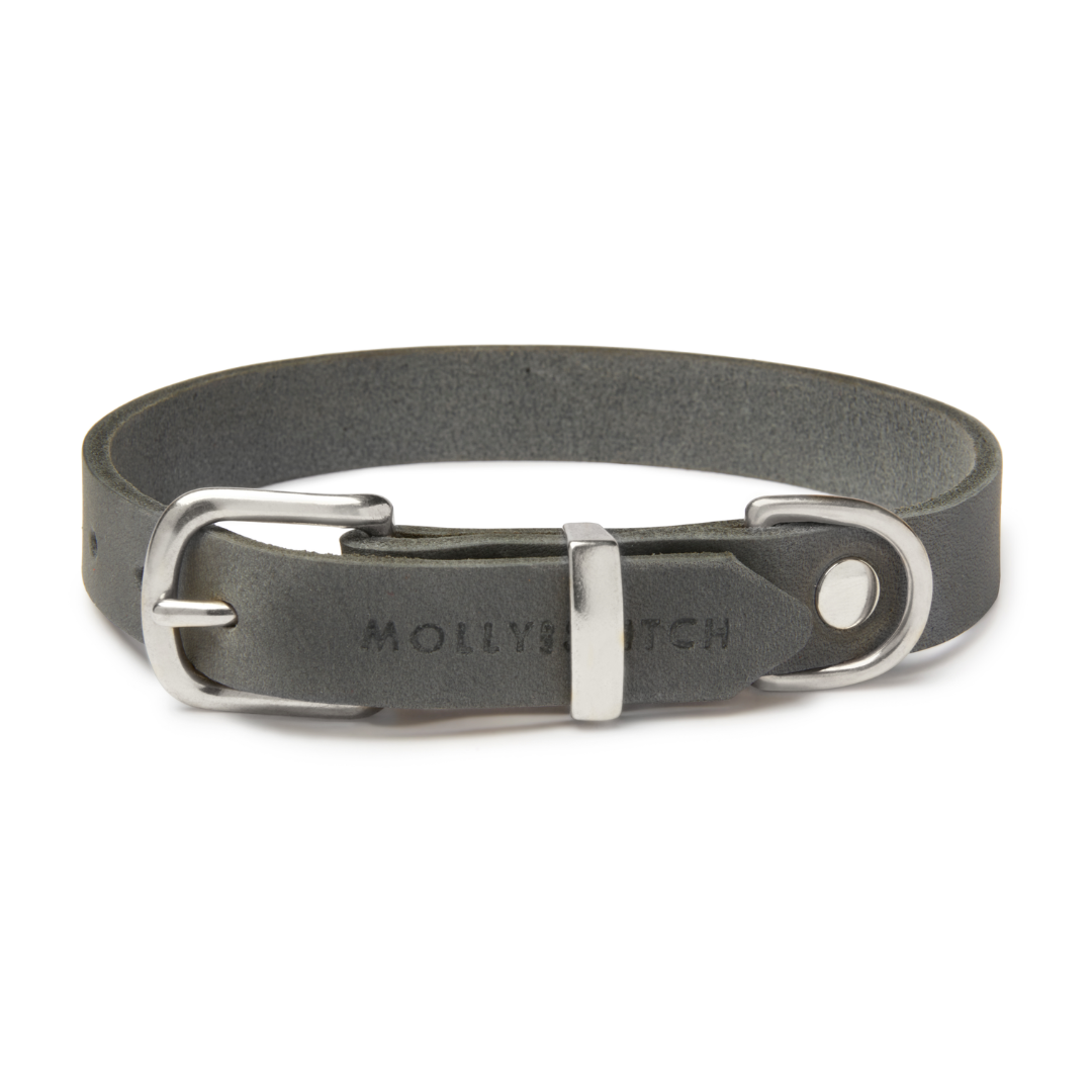 Butter Leather Dog Collar - Timeless Grey