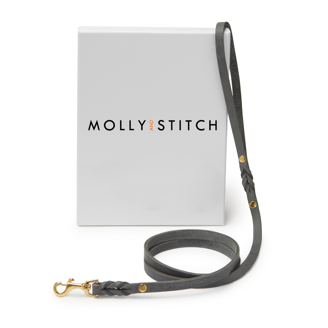 Butter Leather City Dog Leash - Timeless Grey